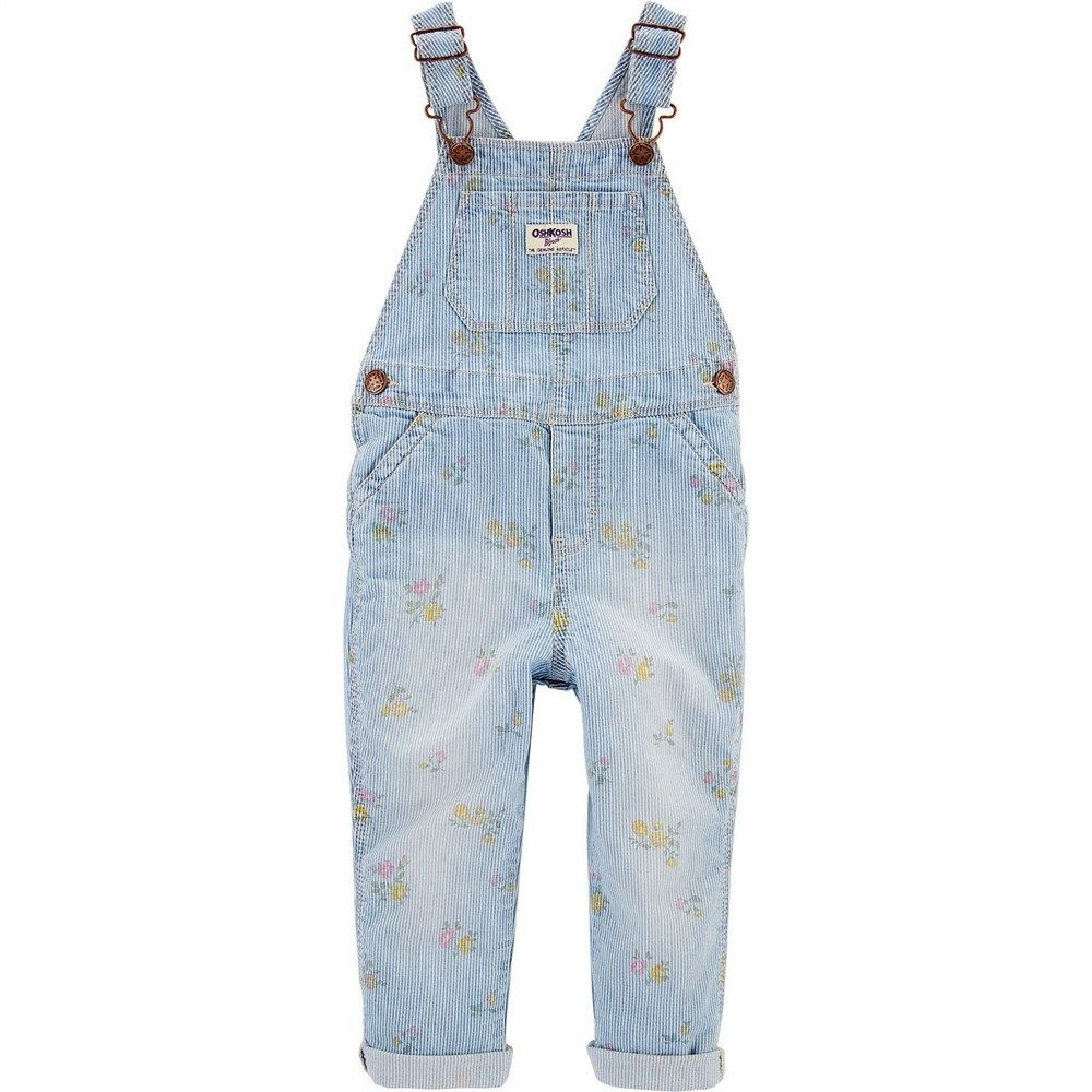 OSH KOSH  B’Gosh 12m Floral Hickory Stripe Overalls - Toddler Girl
